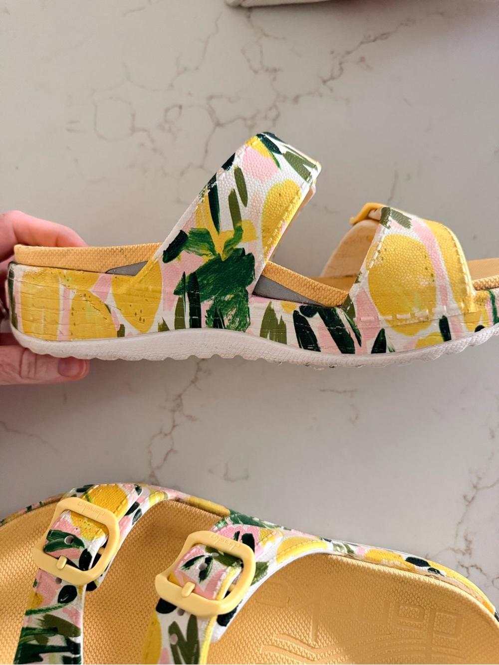 Dansko Yellow Floral Double Buckle Slide Sandals - Picture 6 of 10